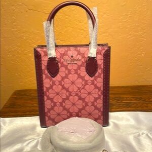 NWT Kate Spade Flower Spades Leather Mini Tote/Crossbody in Grenache MSRP $329